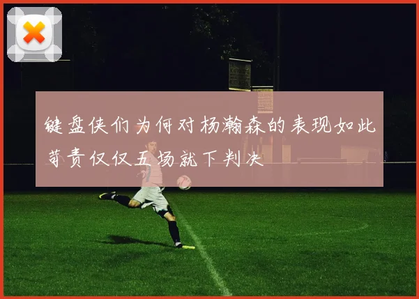 键盘侠们为何对杨瀚森的表现如此苛责仅仅五场就下判决